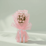 Romantic 8 pink rose and gypso bouquet with stylish wrap