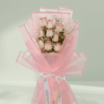 Love 8-Stem Pink Rose & Gypso (3)