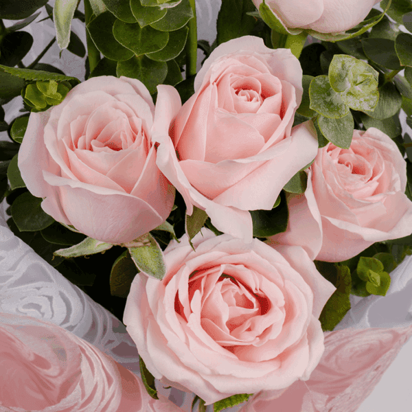 Handcrafted Pink Serenity 7-stem pink rose flower arrangement