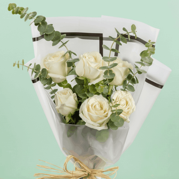 Whisper of White - 6 white rose bouquet (2)