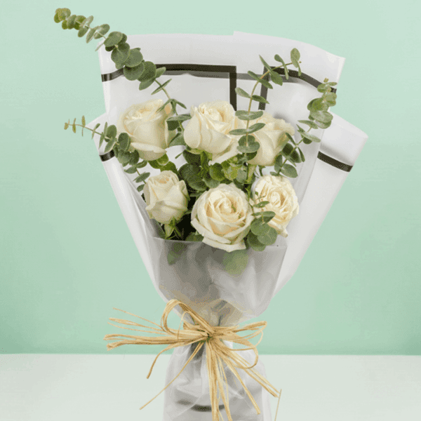 Whisper of White - 6 white rose bouquet (2)