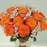 Crush Orange Rose in a Vase (1)