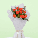 Golden Hour -10 Orange Roses Bouquet (3)