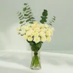 Ivory Calm White Roses With Eucalyptus (1)