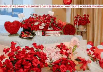 Grand Valentine’s Day celebration with luxury floral arrangements and romantic decor
