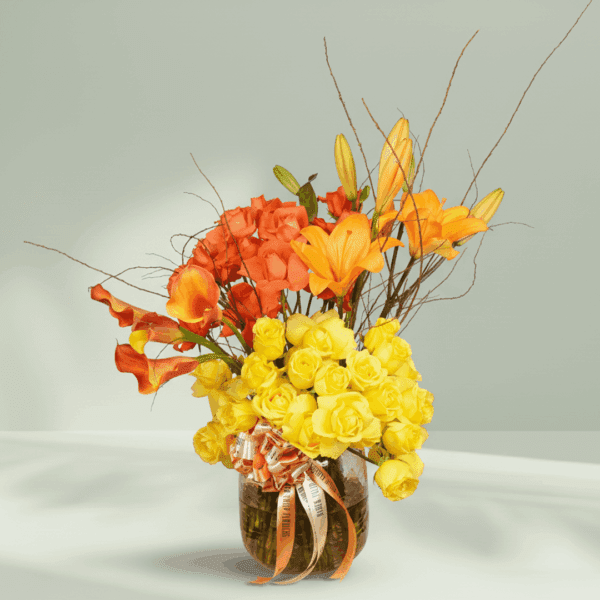 The Saffron Surge (2) Vibrant bouquet of yellow and orange flowers