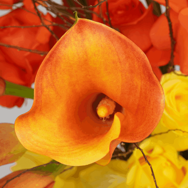 The Saffron Surge (3) Luxury tiered premium flower arrangement featuring yellow roses and orange lilies.
