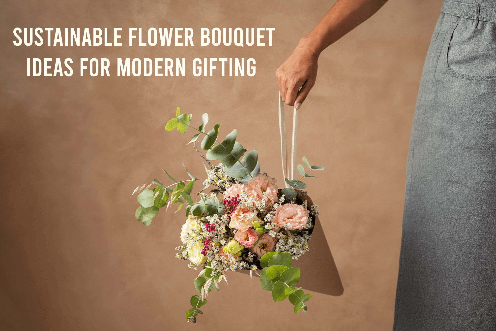 Eco-conscious floral arrangement using seasonal blooms and recyclable packaging