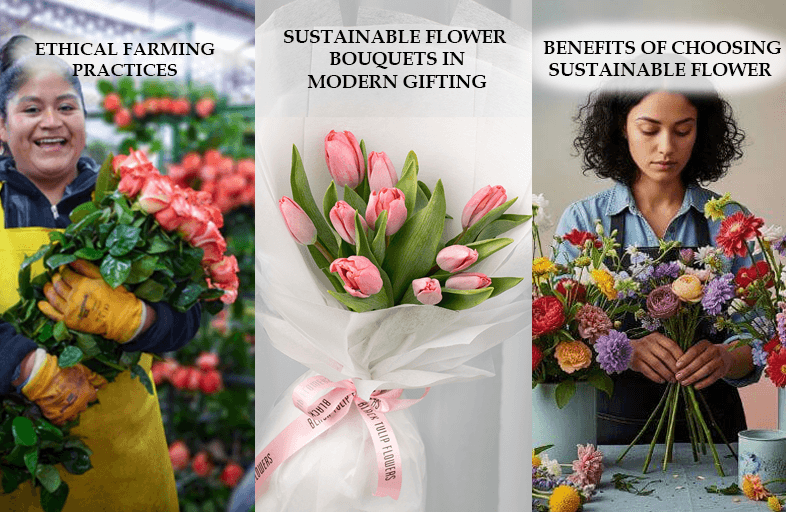Eco-conscious floral arrangement using seasonal blooms and recyclable packaging