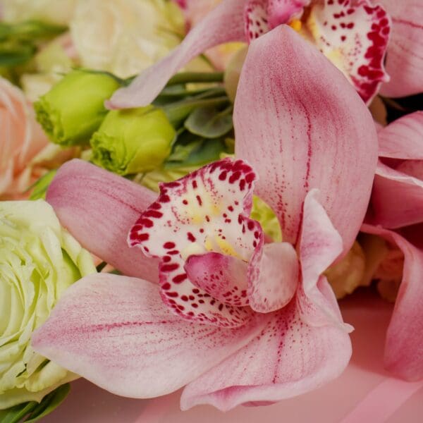 Designer flower bouquet featuring 40–50 premium stems of assorted blooms, wrapped in luxury Korean-style paper and tied with a satin ribbon.