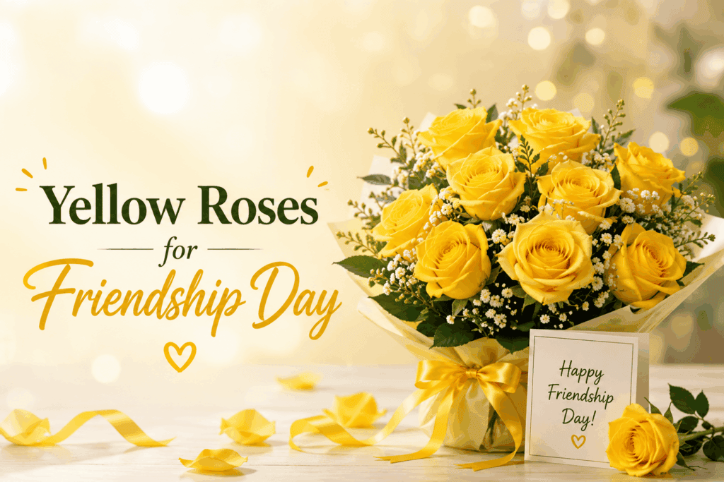 Yellow roses arranged in a bouquet for best friends