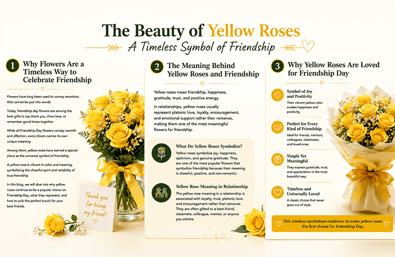 Fresh yellow roses symbolizing friendship and joy